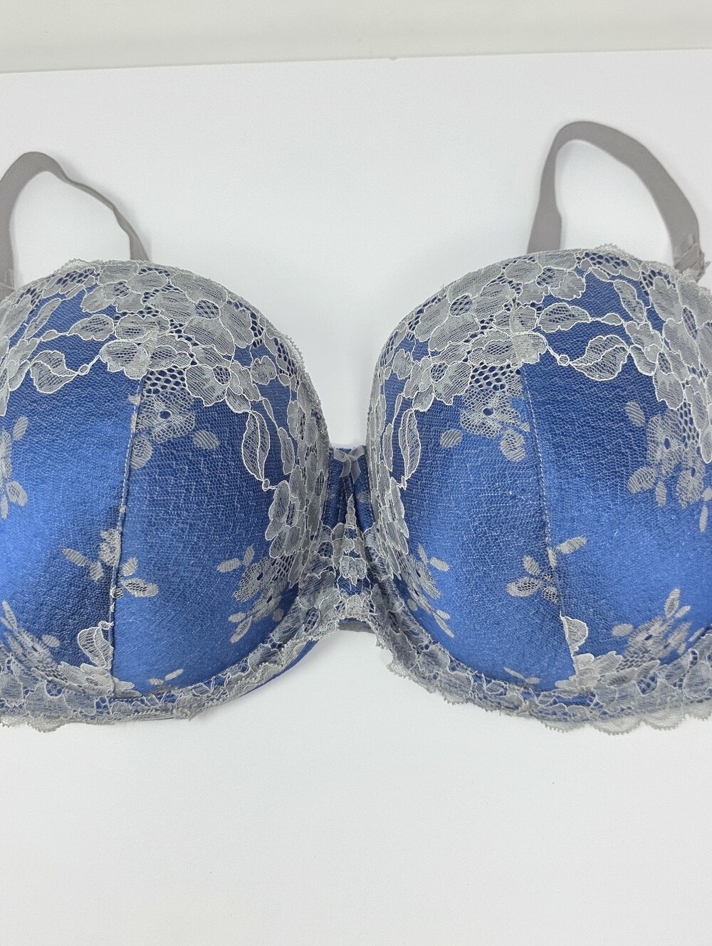 Torrid Curve Bra 44DDD Blue Gray Lace Plus
